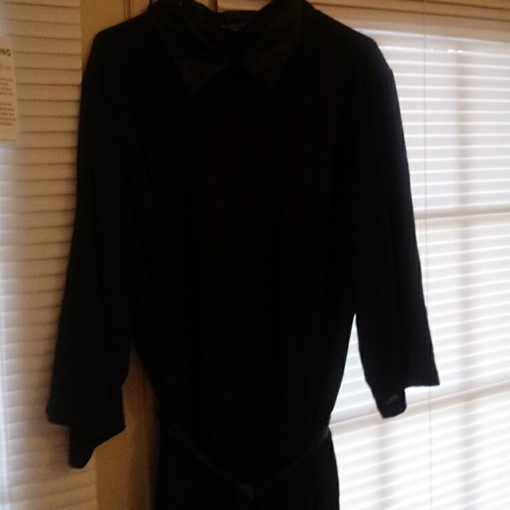 Faux leather collar and belt black dress